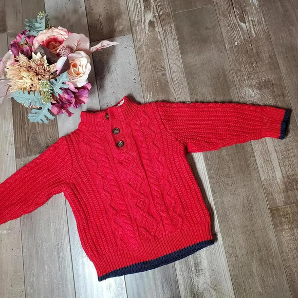 babyGap Toddler Cable-Knit Mockneck Sweater Pure Red Size 3 Years - Picture 1 of 11